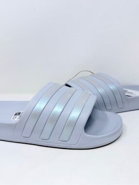 Adidas Adlilette Aqua Light Blue Iridescent Adilette Slide Sandals Size 9 Men’s